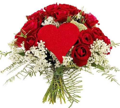 Rood/ wit Valentijnboeket