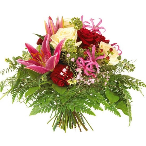 Rood/roze/wit boeket