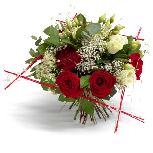 Rond rood-wit boeket