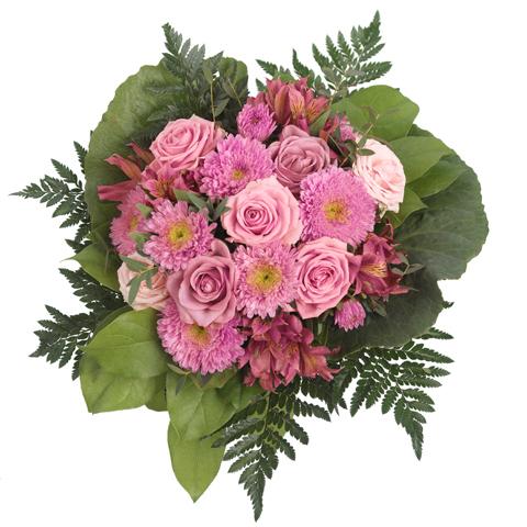 Roze geboorteboeket