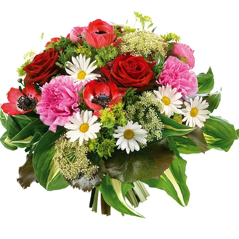 Wit / rood gemengd boeket
