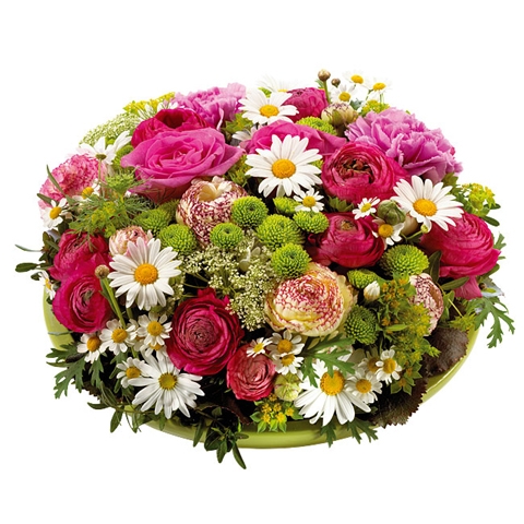 Bloemstuk in frisse kleuren
